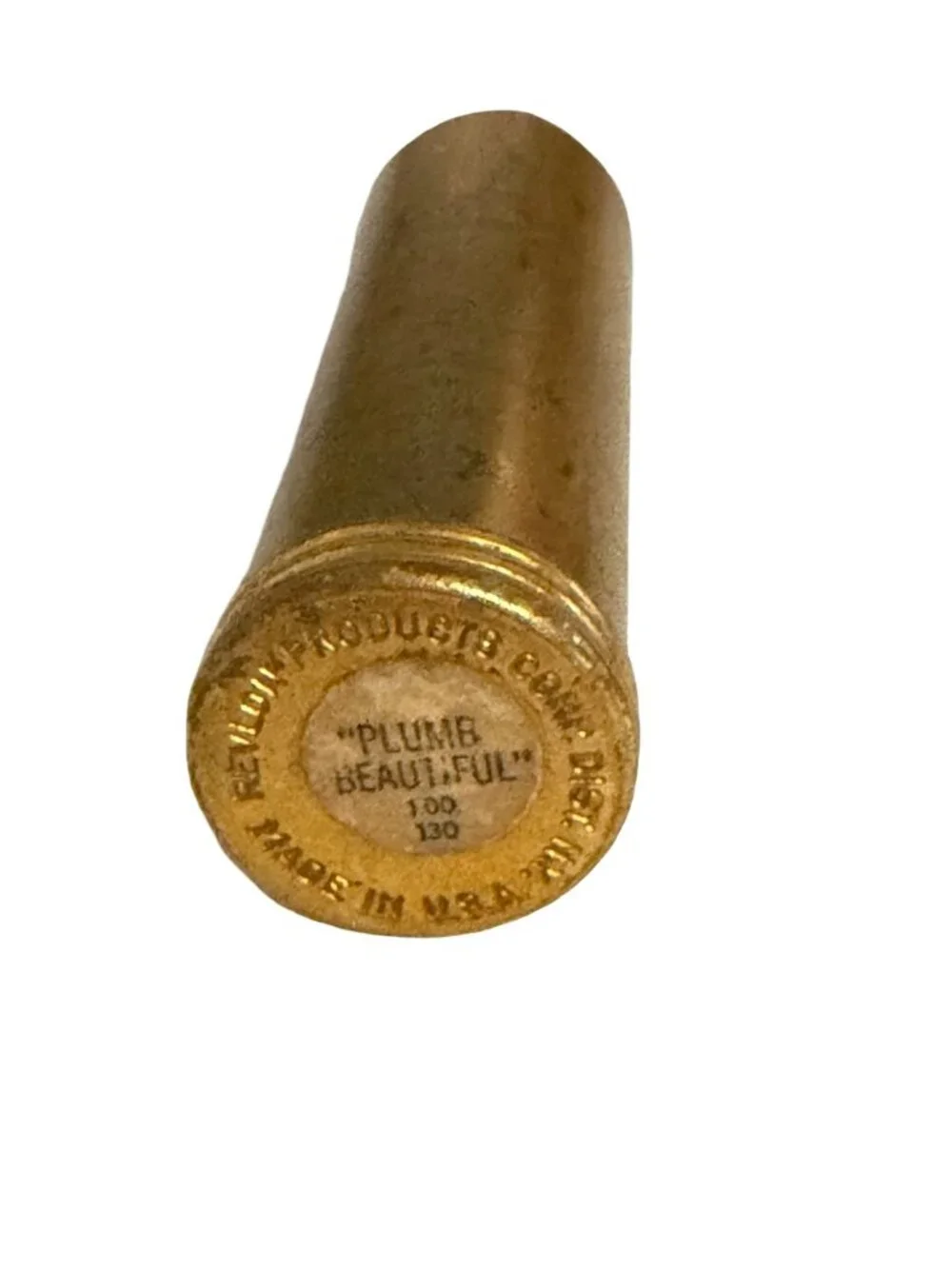 Vintage 1940s Revlon Plumb Beautiful Bullet Lipstick Tube Brass Cosmetic Case